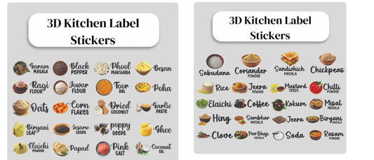 3D Waterproof Kitchen Spice Jar Label Stickers.